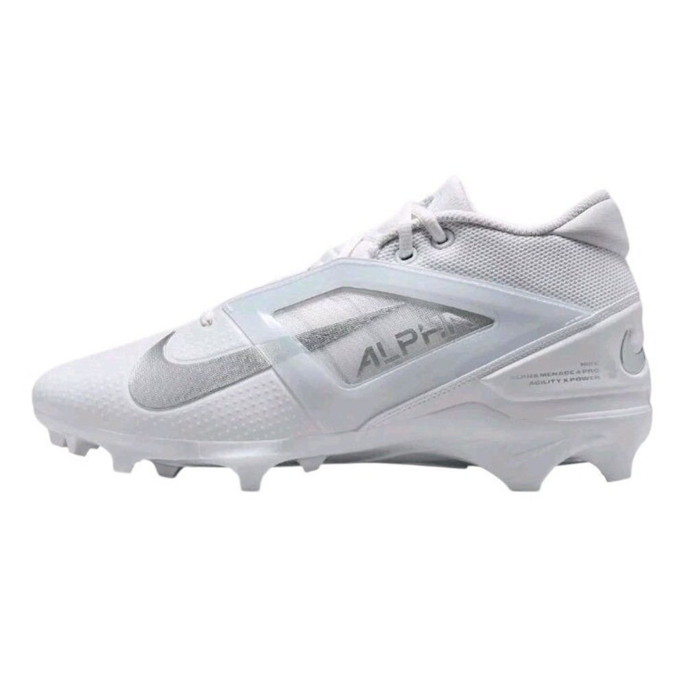 Nike Alpha Menace 4 Pro Football Cleats Men's Size 9 White Silver FD7037-101‎